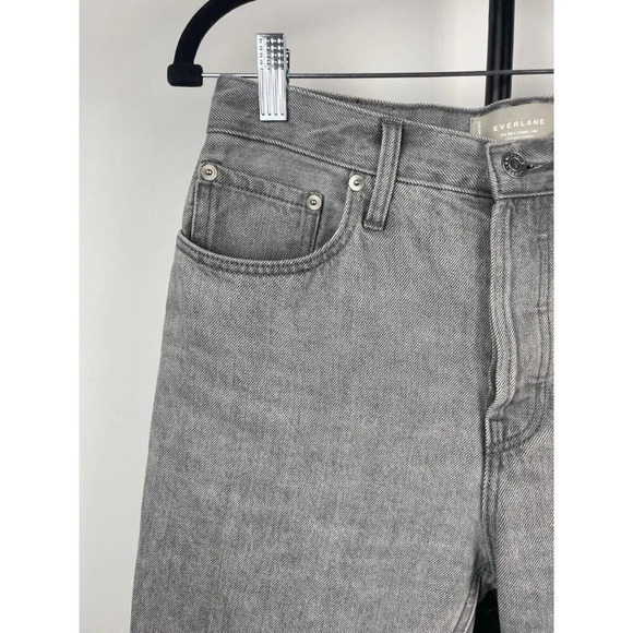 Everlane Light Gray 90’s Cheeky Crop Org Cotton Button Fly Denim Jeans Size 27 - Picture 2 of 8